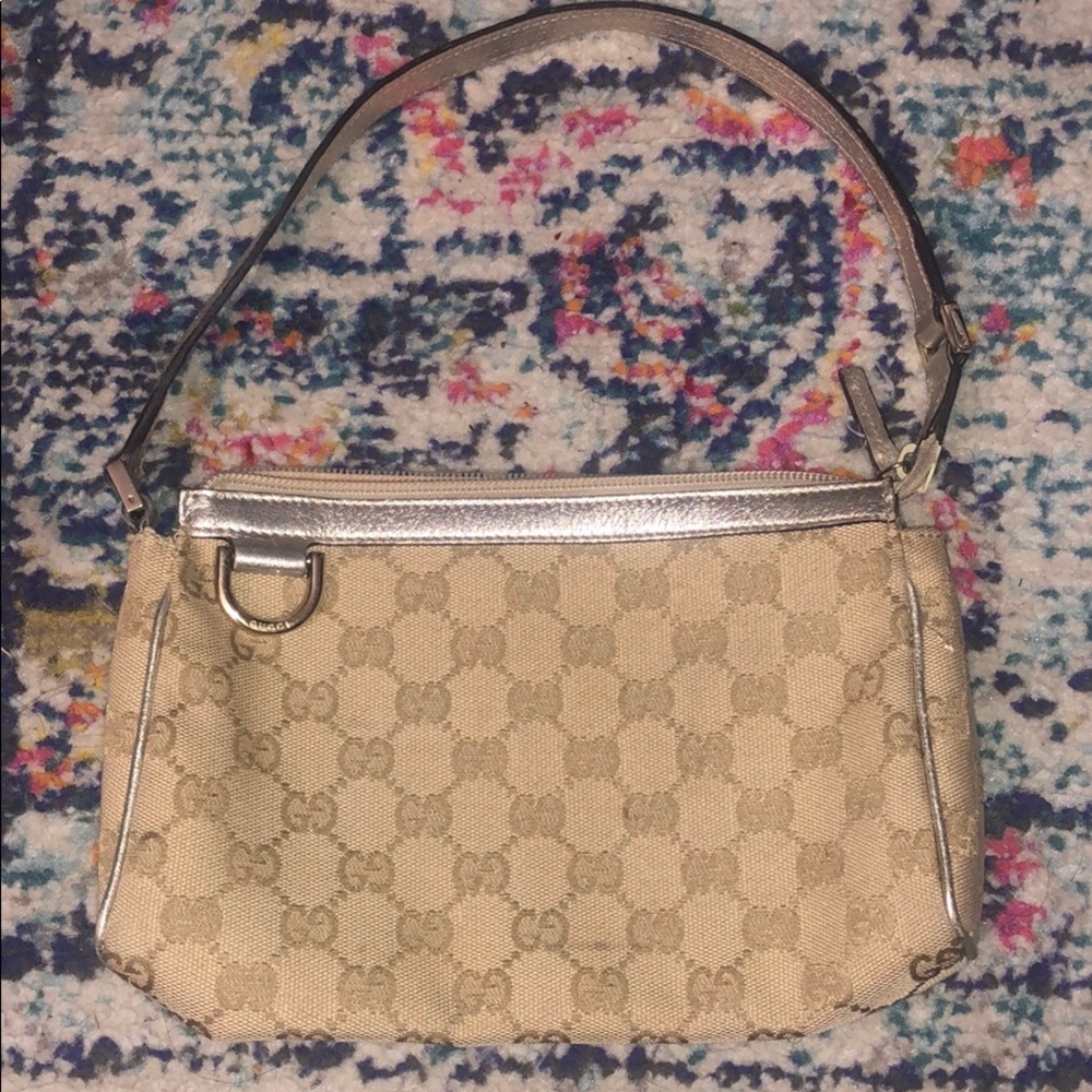 Gucci Canvas Tan Baguette Bag- Great Condition